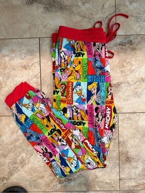 Bamboo Disney Multicolor Character Kids Pajama Pants with Red Waistband